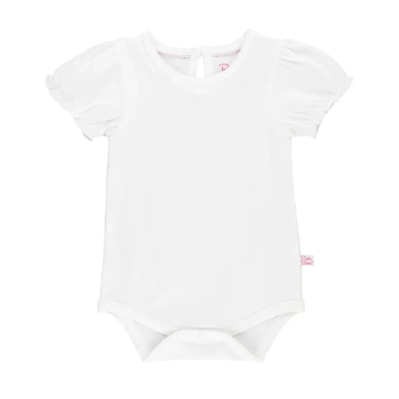 RuffleButts White Knit Puff SS Bodysuit