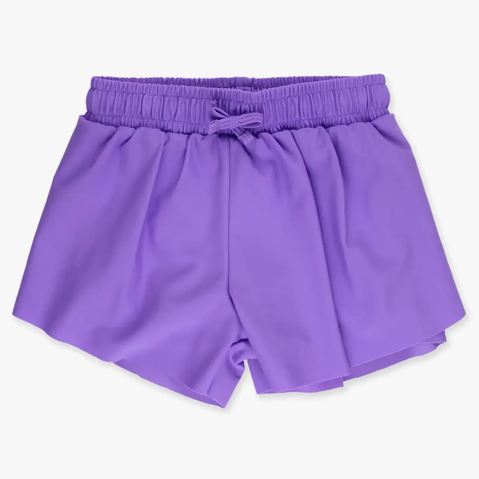 RuffleButts Girls Neon Purple Active Butterfly Shorts