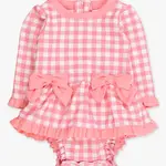 RuffleButts Bubblegum Gingham Peplum Rash Guard