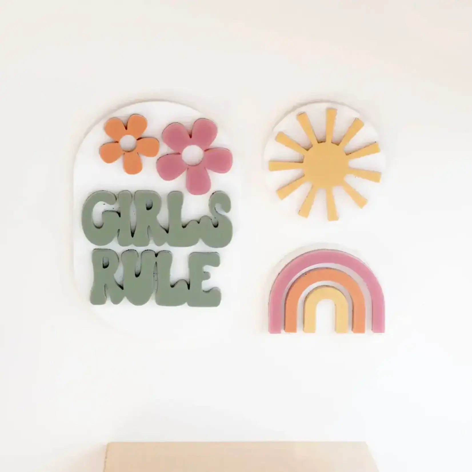 Macy Mae Dollhouse Designs Dollhouse Girls Rule + Sun + Rainbow | Wall Decor Set
