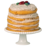 Maileg Party Cake and Cake Stand, Mouse - Off White