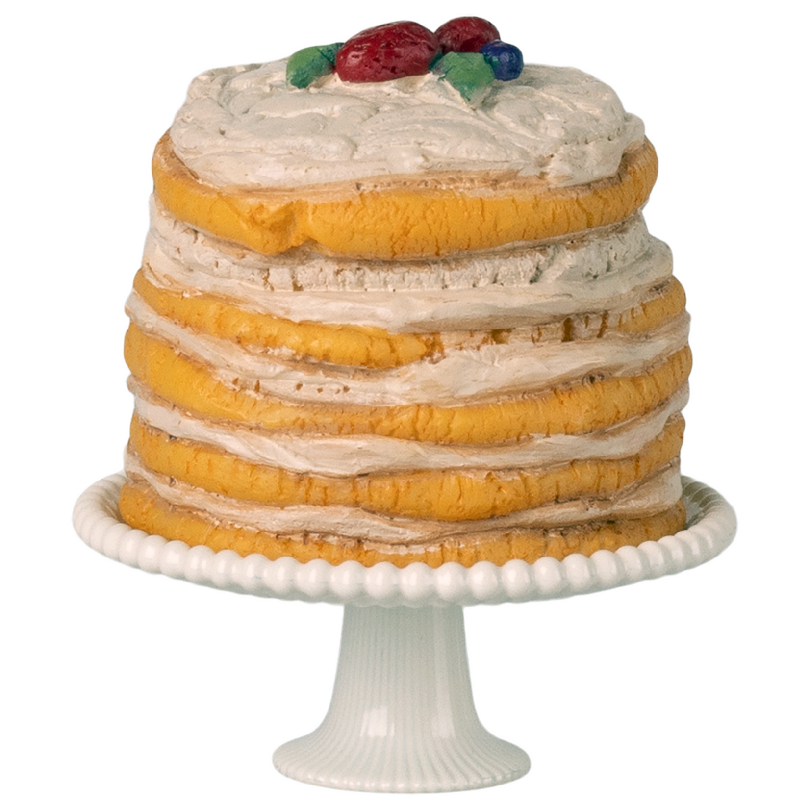 Maileg Party Cake and Cake Stand, Mouse - Off White