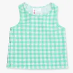 RuffleButts Girls Active Top | Green Gingham
