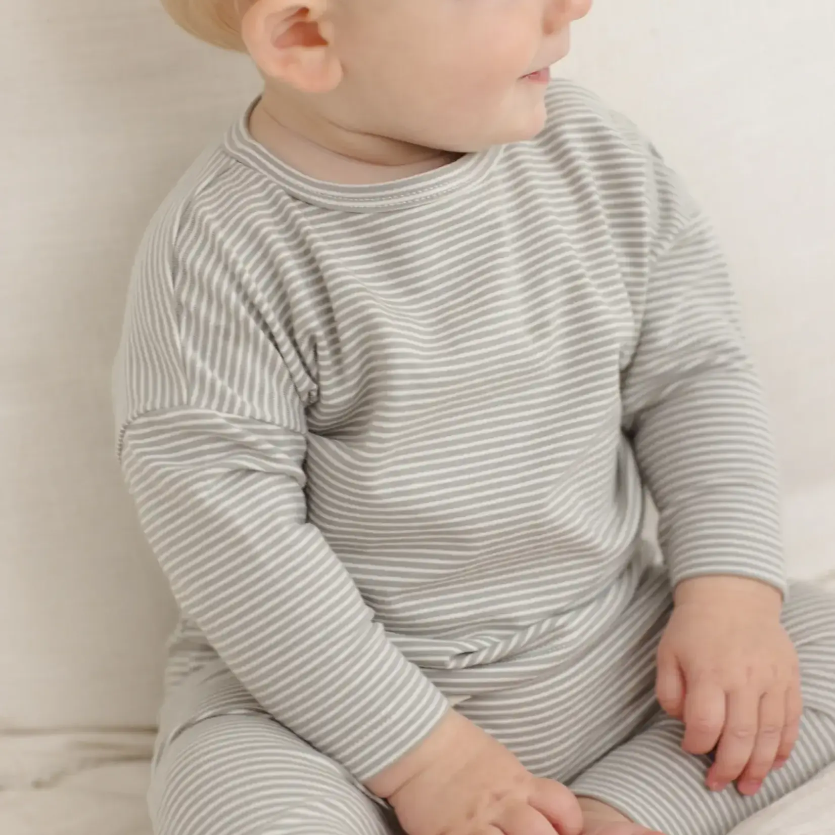 Quincy Mae Baby Pant | Sage Micro Stripe