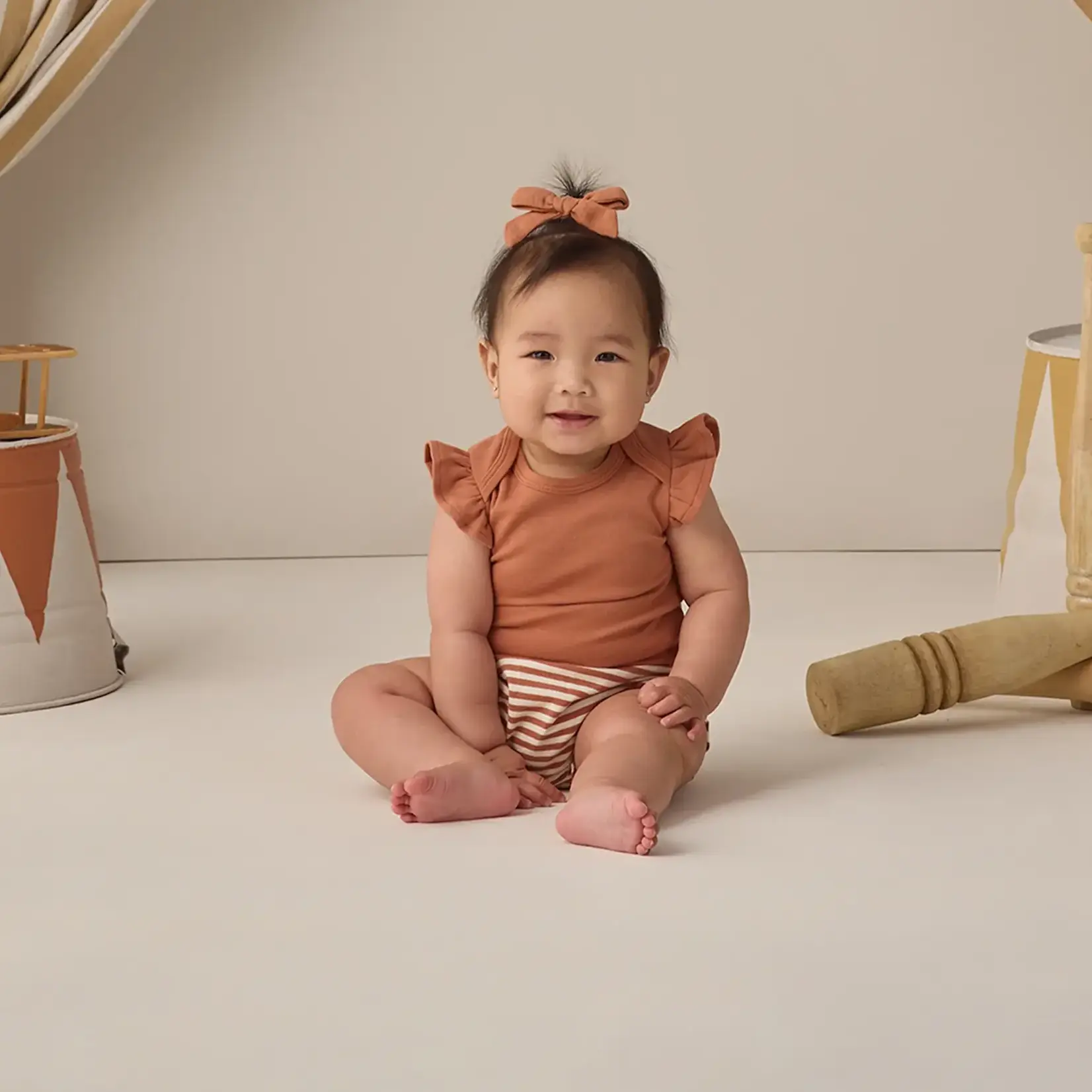 Quincy Mae Gathered Bloomer | Poppy Stripe