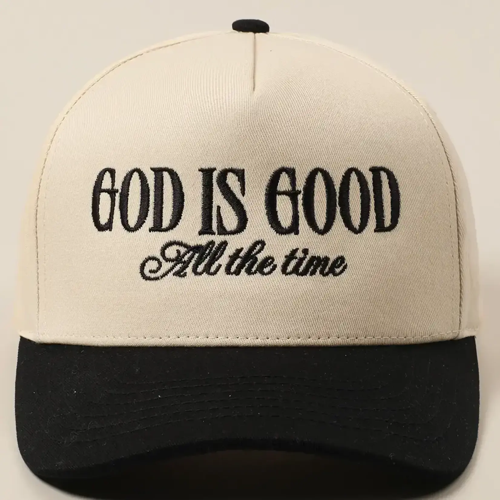 Fashion City Trucker Cap | God Is Good Beige/Black