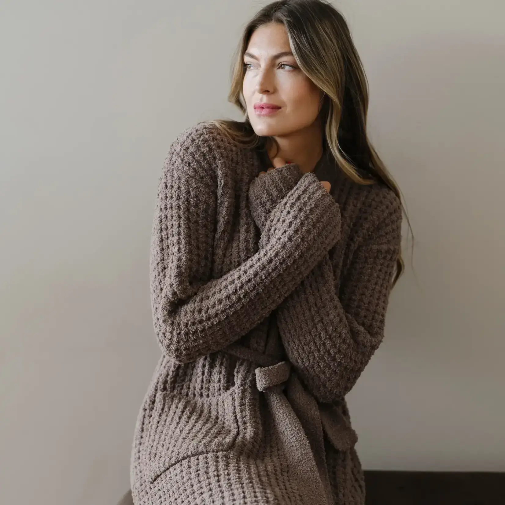Saranoni Robe Waffle Knit - Chestnut LG