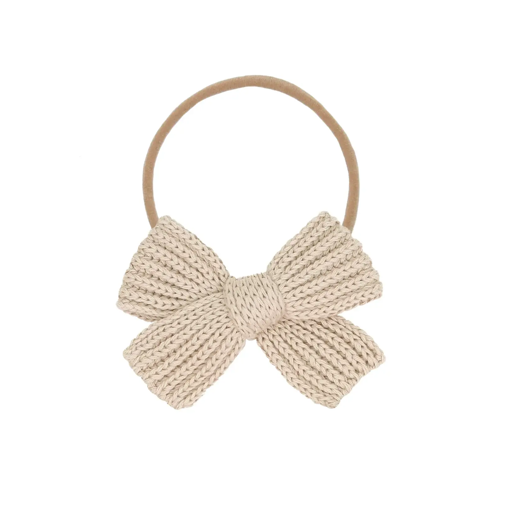 Lou Lou and Company Sweater Bow Chunky Knit Headband | Tan