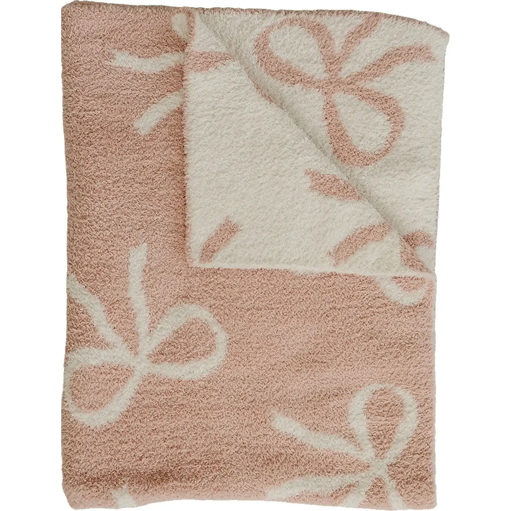 Mebie Baby Plush Blanket - Pink Bows  (30x40)