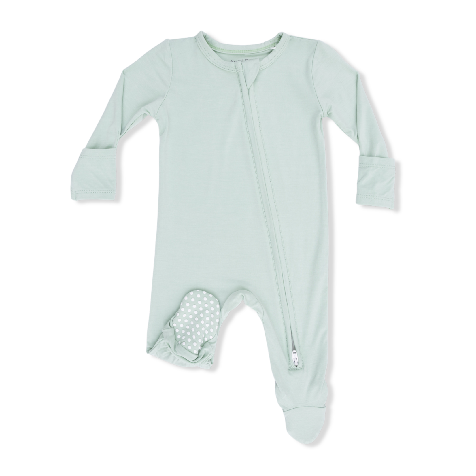 Angel Dear 2 Way Zipper Footie | Cameo Green Newborn
