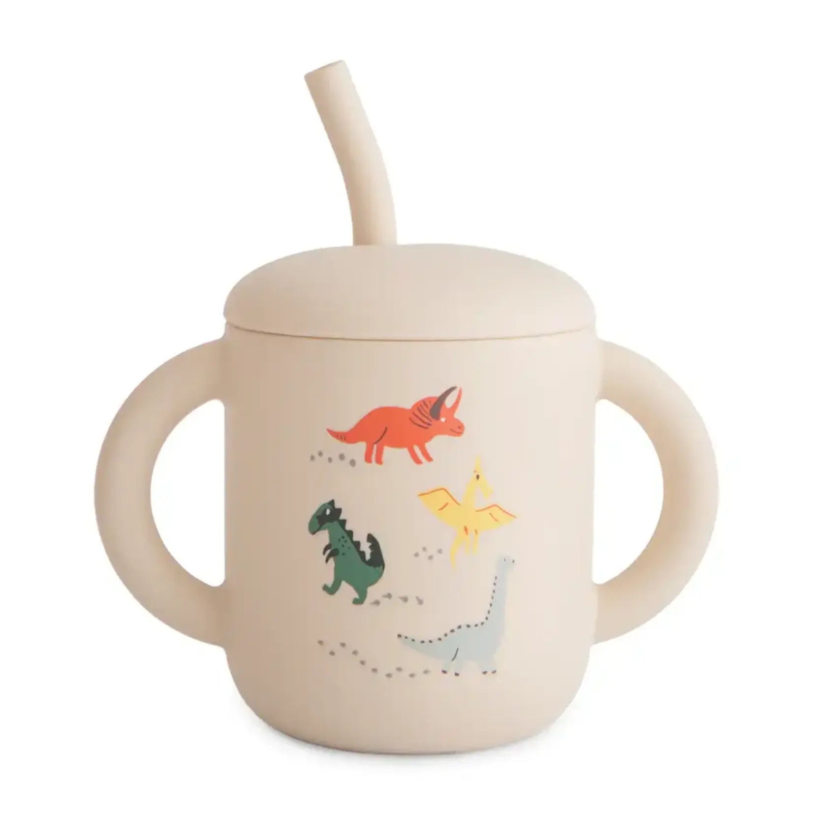 Mushie & Co Silicone Training Cup + Straw, Dinosaurs