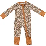 Mebie Baby Bamboo Zipper Romper - Cream Magnolia