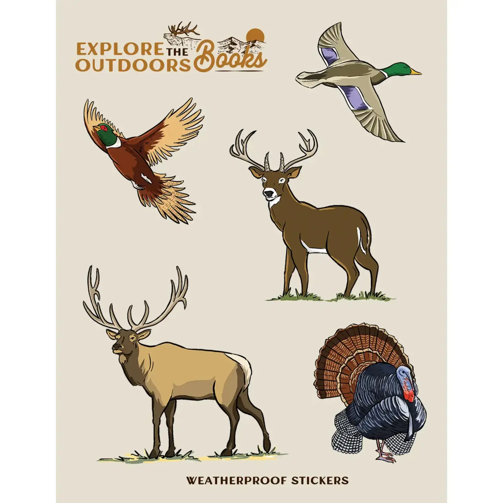 Explore the Outdoors Books Hunting ii I Weatherproof Sticker Sheet