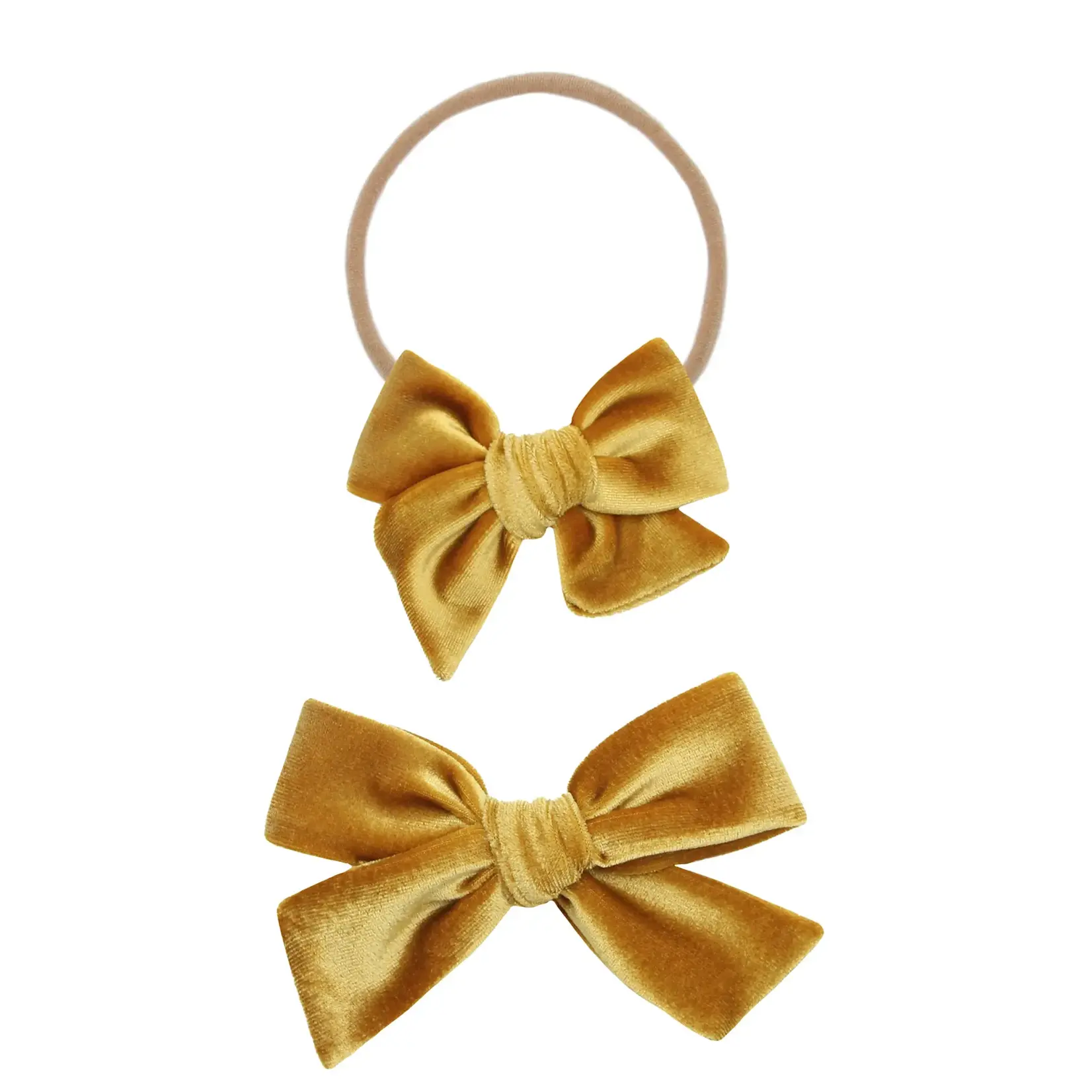 Lou Lou and Company Velvet Bow Headband Small - Honey