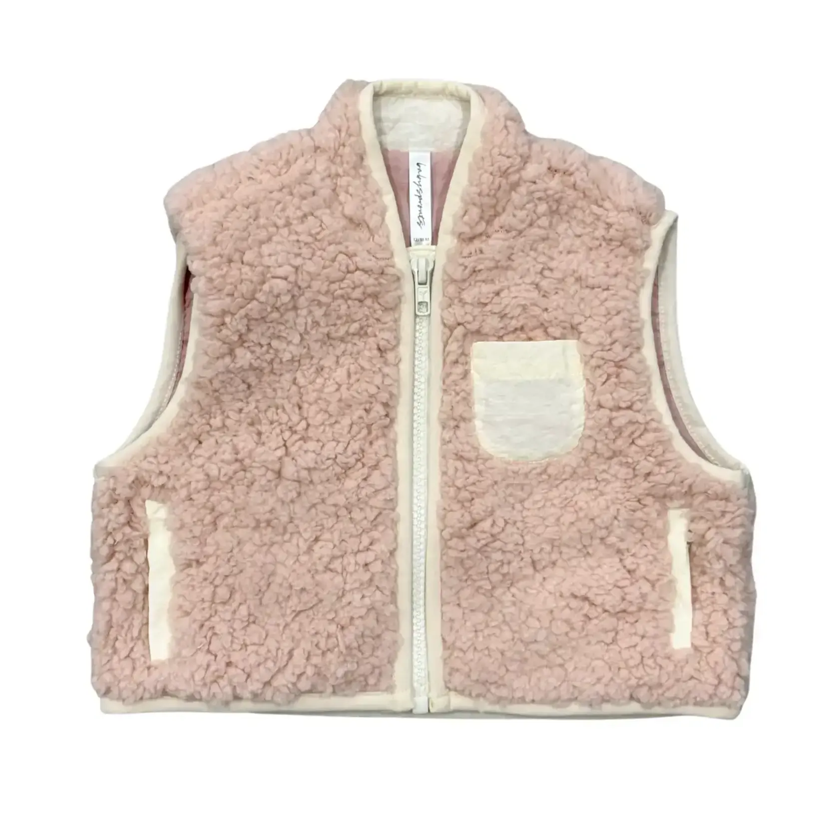 babysprouts clothing company Sherpa Zipper Vest | Soft Pink