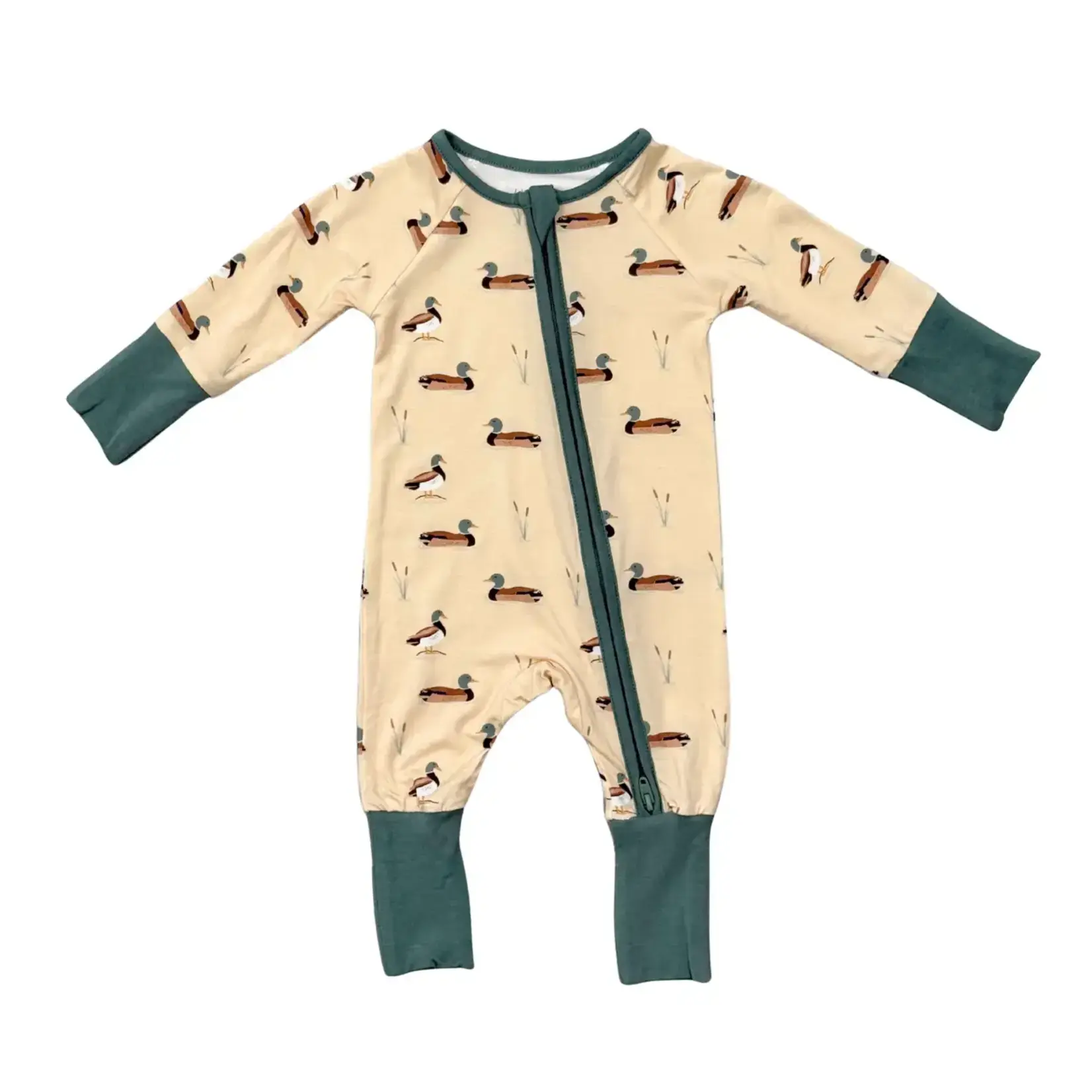 babysprouts clothing company Zip Romper | Mallard Ducks