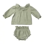babysprouts clothing company Baby Girl's Gauze Blouse Set | Sage