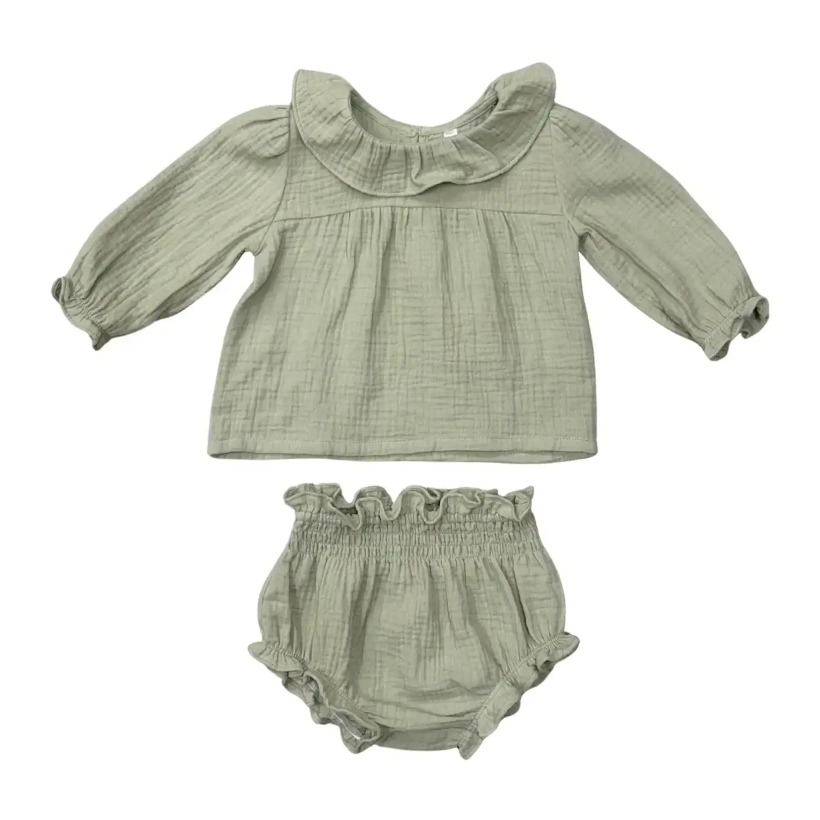 babysprouts clothing company Baby Girl's Gauze Blouse Set | Sage