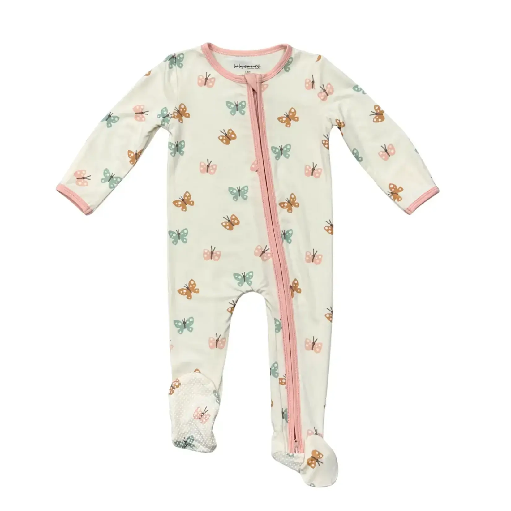 babysprouts clothing company Bamboo Footie | Pastel Butterflies