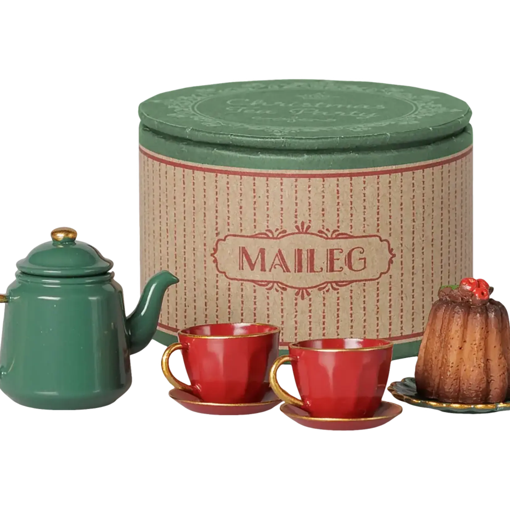 Maileg PRE-ORDER: Maileg Christmas tea party, Mouse - Red/Green