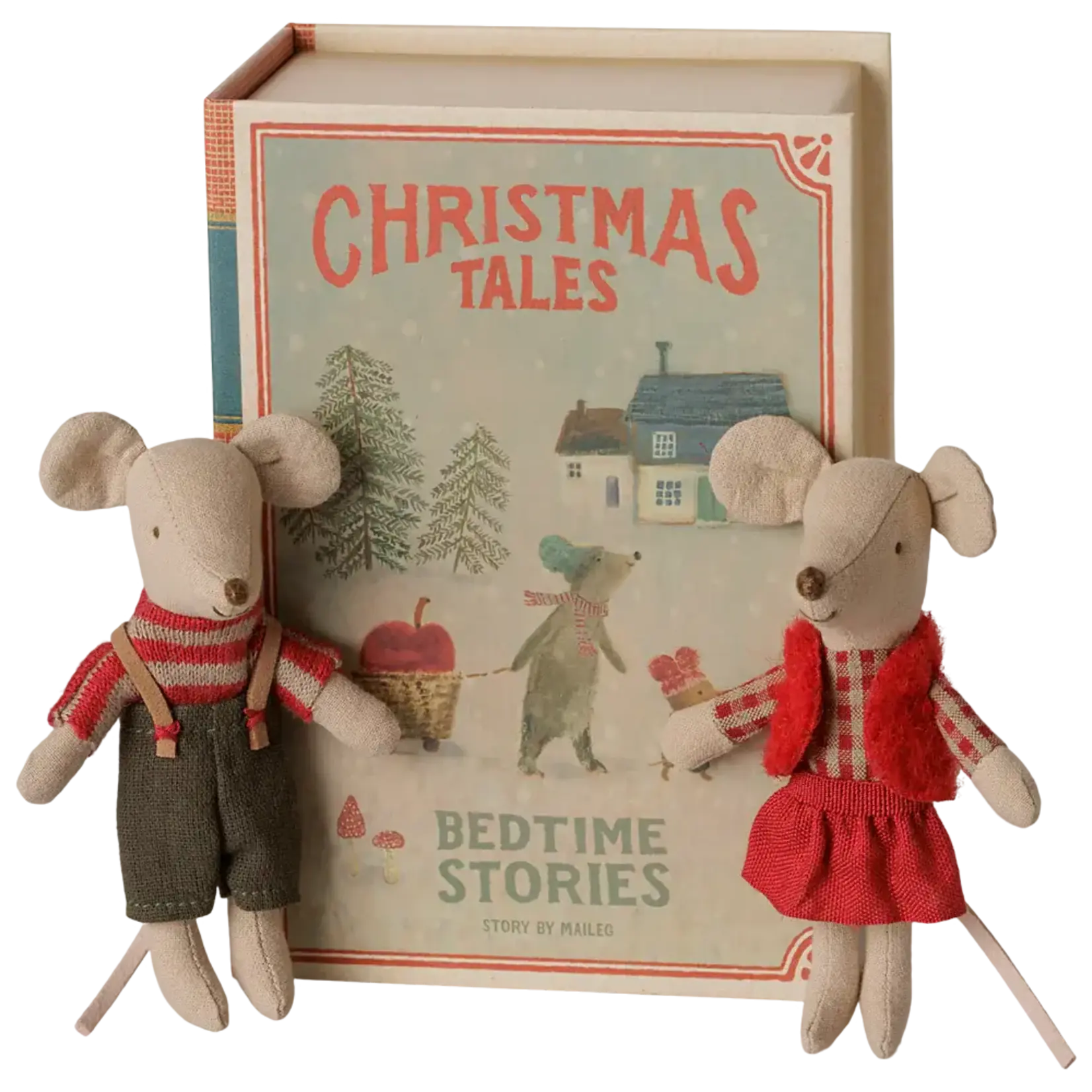 Maileg PRE-ORDER: Maileg Christmas twin mice, Little sister and brother in book