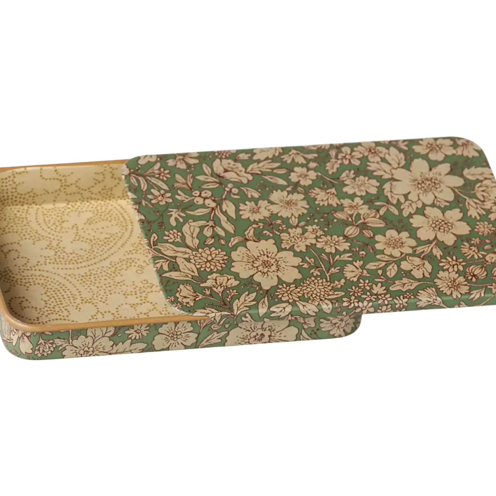 Maileg PRE-ORDER: Maileg Metal box w. sliding lid - Blossom - Blue