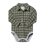 Jasper Woven Onesie | Green/yellow Washed Plaid