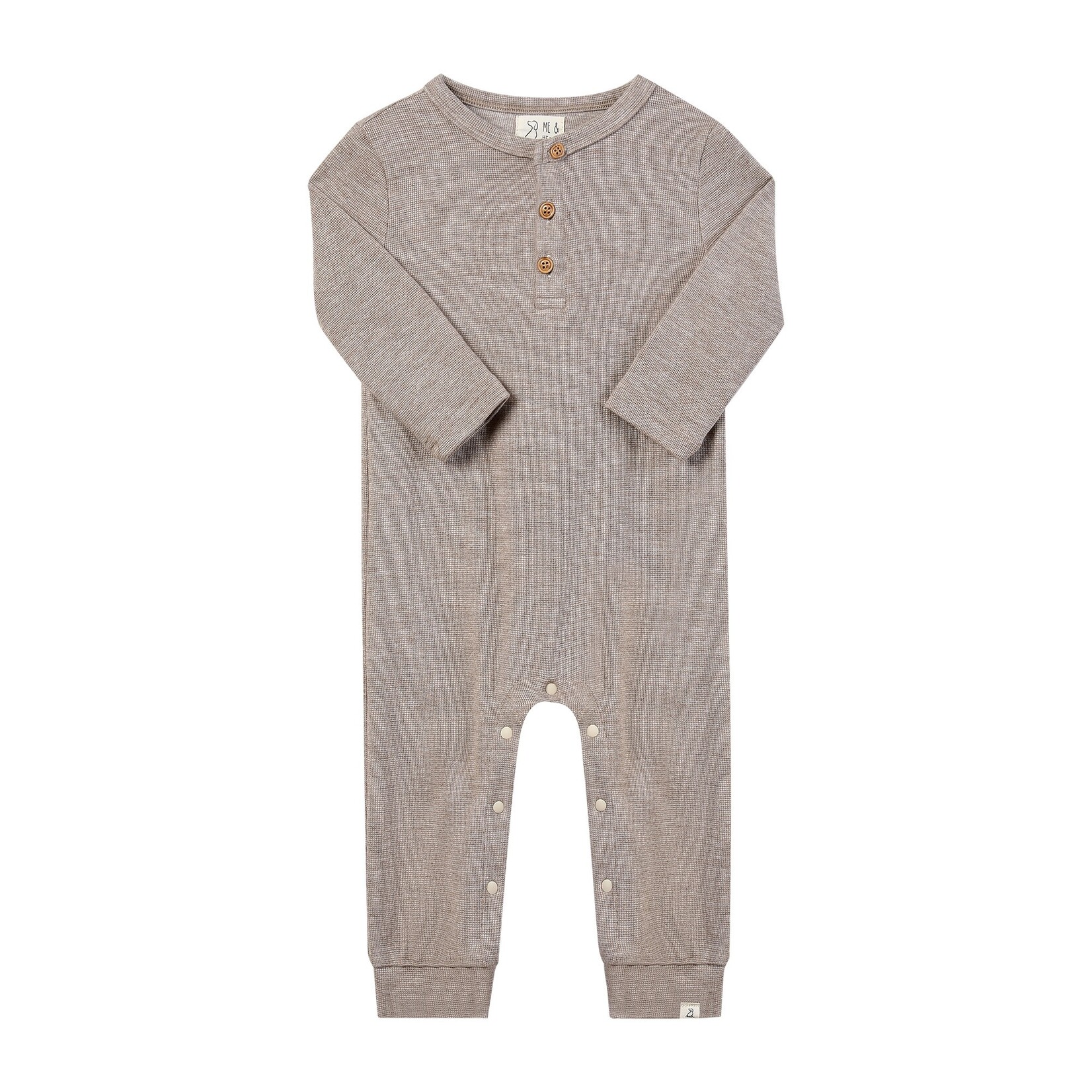 Mason Rib Henley Romper | Heathered Tan