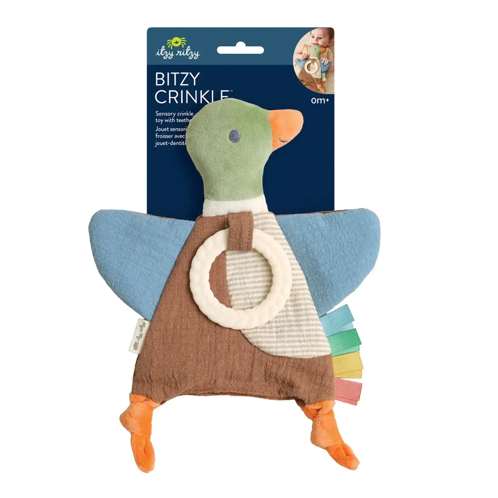 Itzy Ritzy Bitzy Crinkle Toy with Teether | Mallard Duck