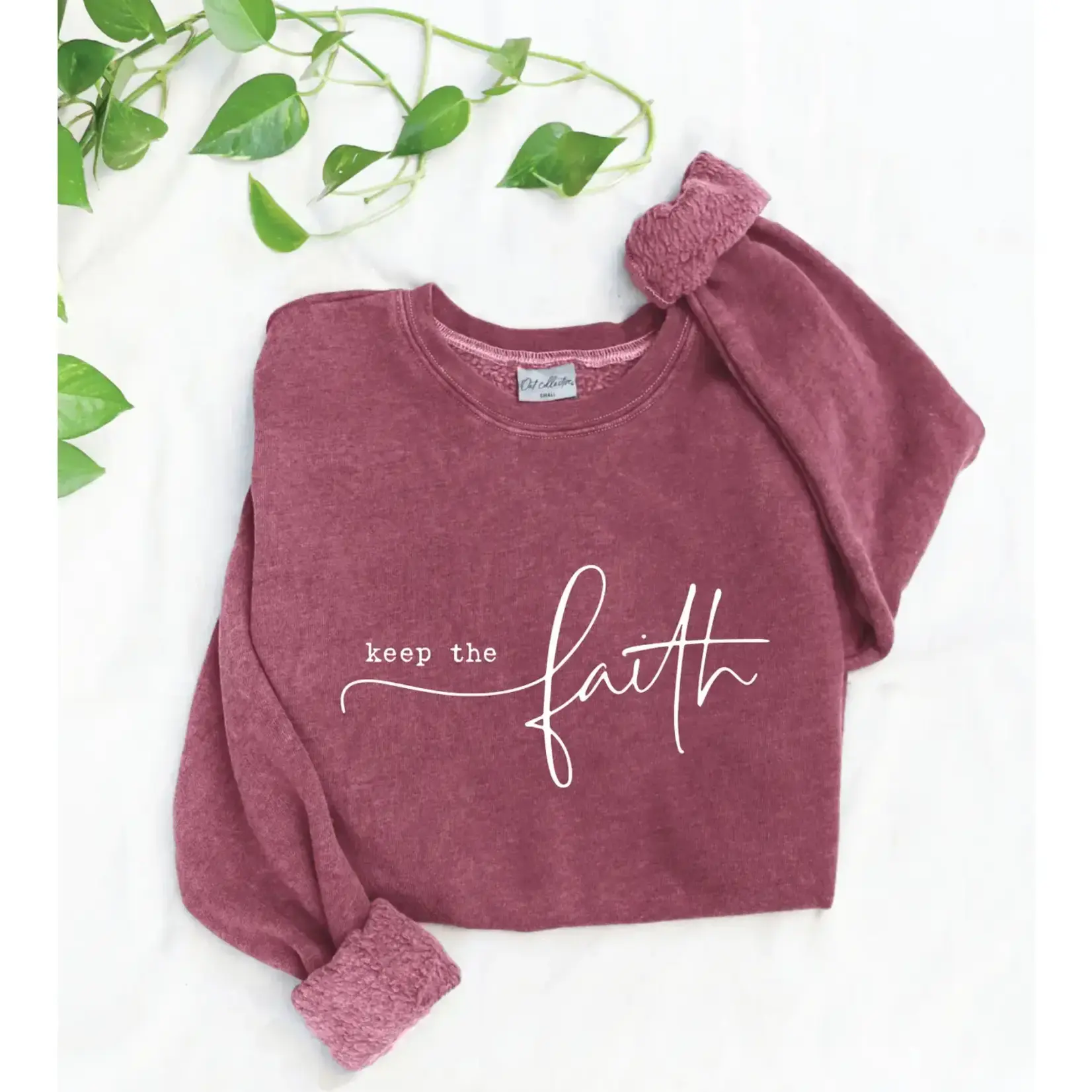 Oat Collective Sweatshirt |  Keep the Faith | Vintage Maroon