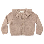 Quincy Mae Ruffle Collar Cardigan Baby | Heathered Almond