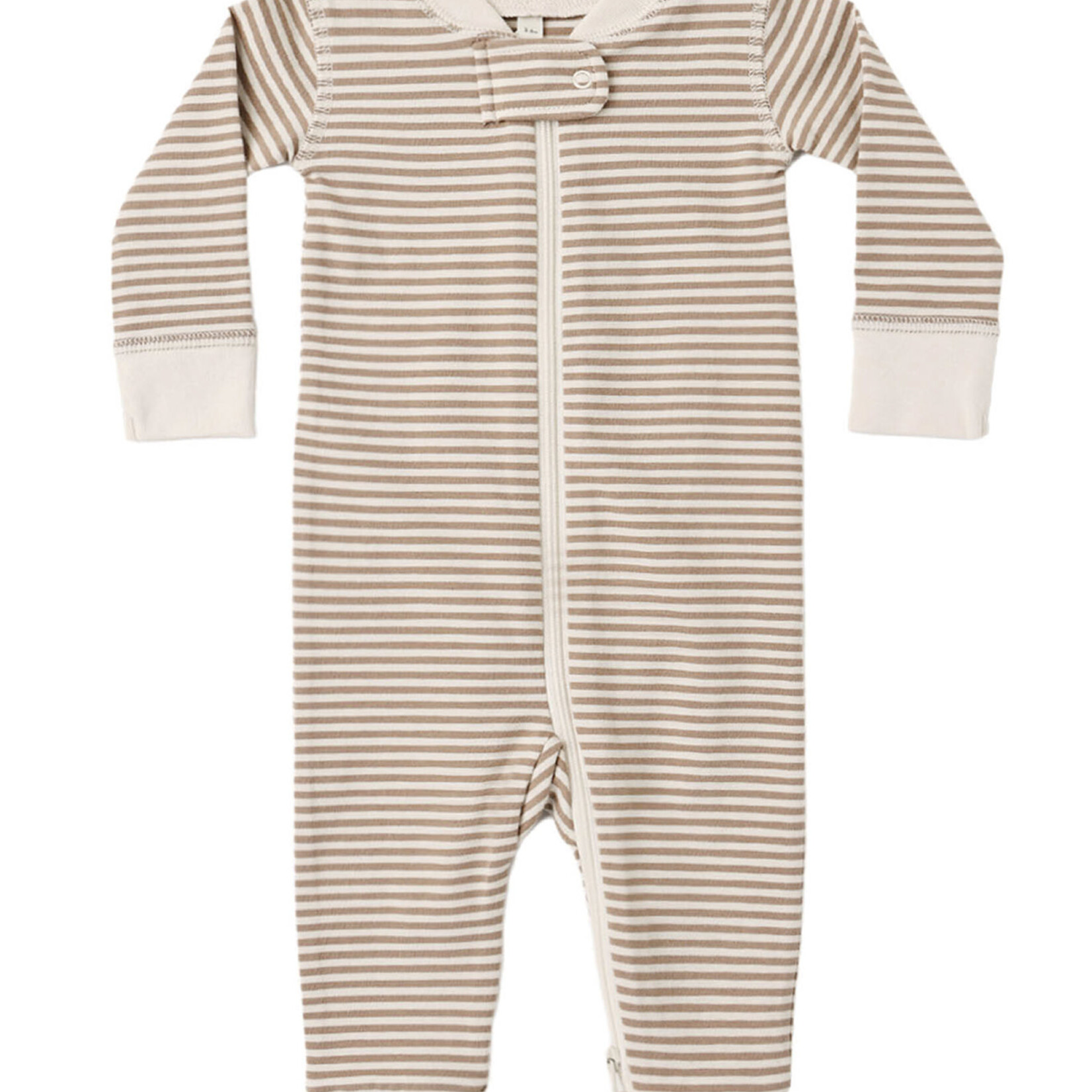 Quincy Mae Zip Long Sleeve Sleeper | Almond Stripe
