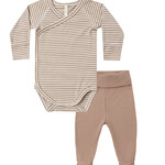 Quincy Mae Side Snap Bodysuit + Pant Set | Almond Stripe