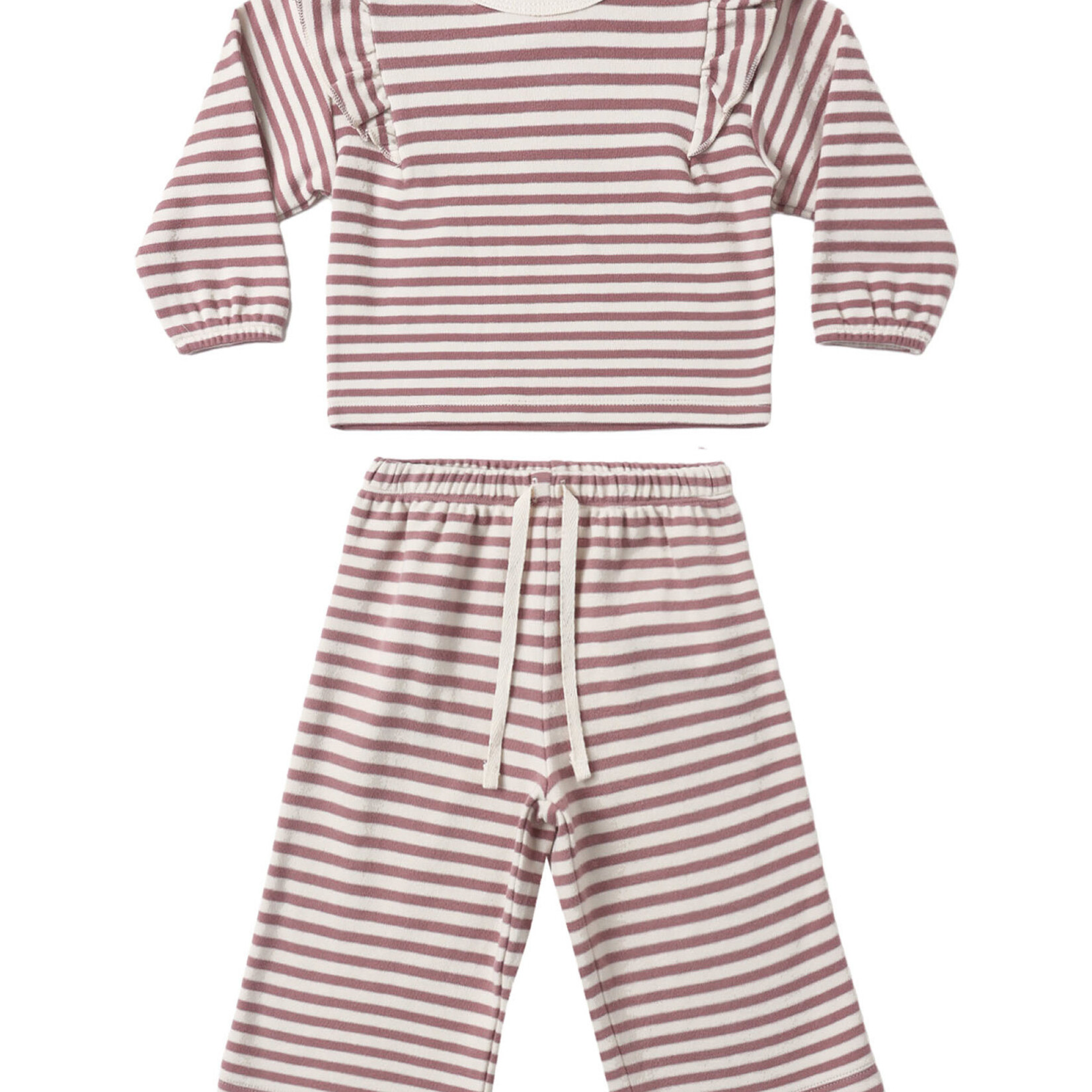 Quincy Mae Ruffle Cozy Set | Mulberry Stripe