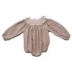 Mebie Baby Bubble Romper | Camel Gingham