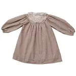 Mebie Baby Camel Gingham Lace Dress