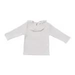 Mebie Baby White Ribbed Ruffle L/S Top