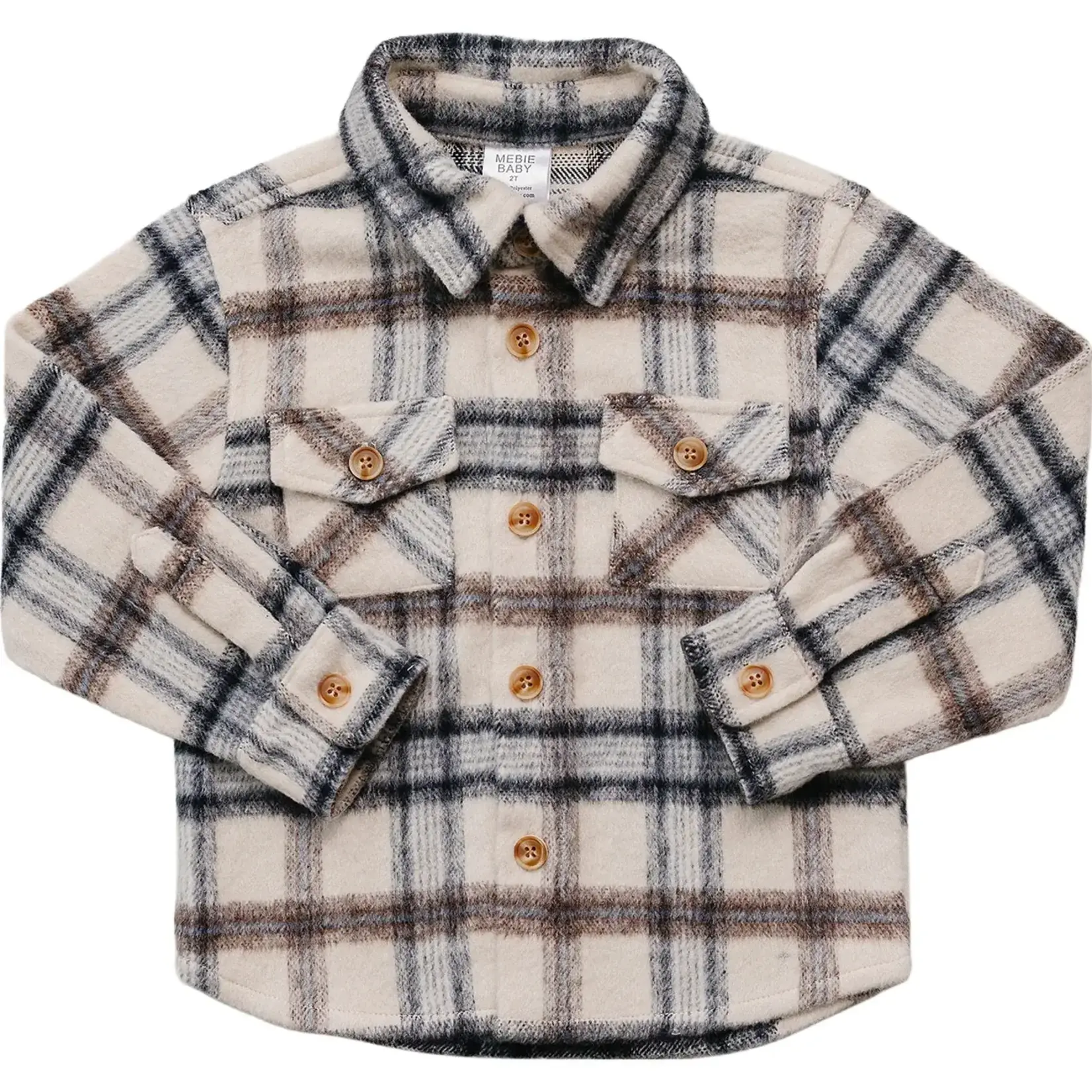Mebie Baby Fall Cream Plaid Shacket