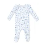 Angel Dear 2 Way Zipper Ruffle Footie | Blue Bows and Flowers