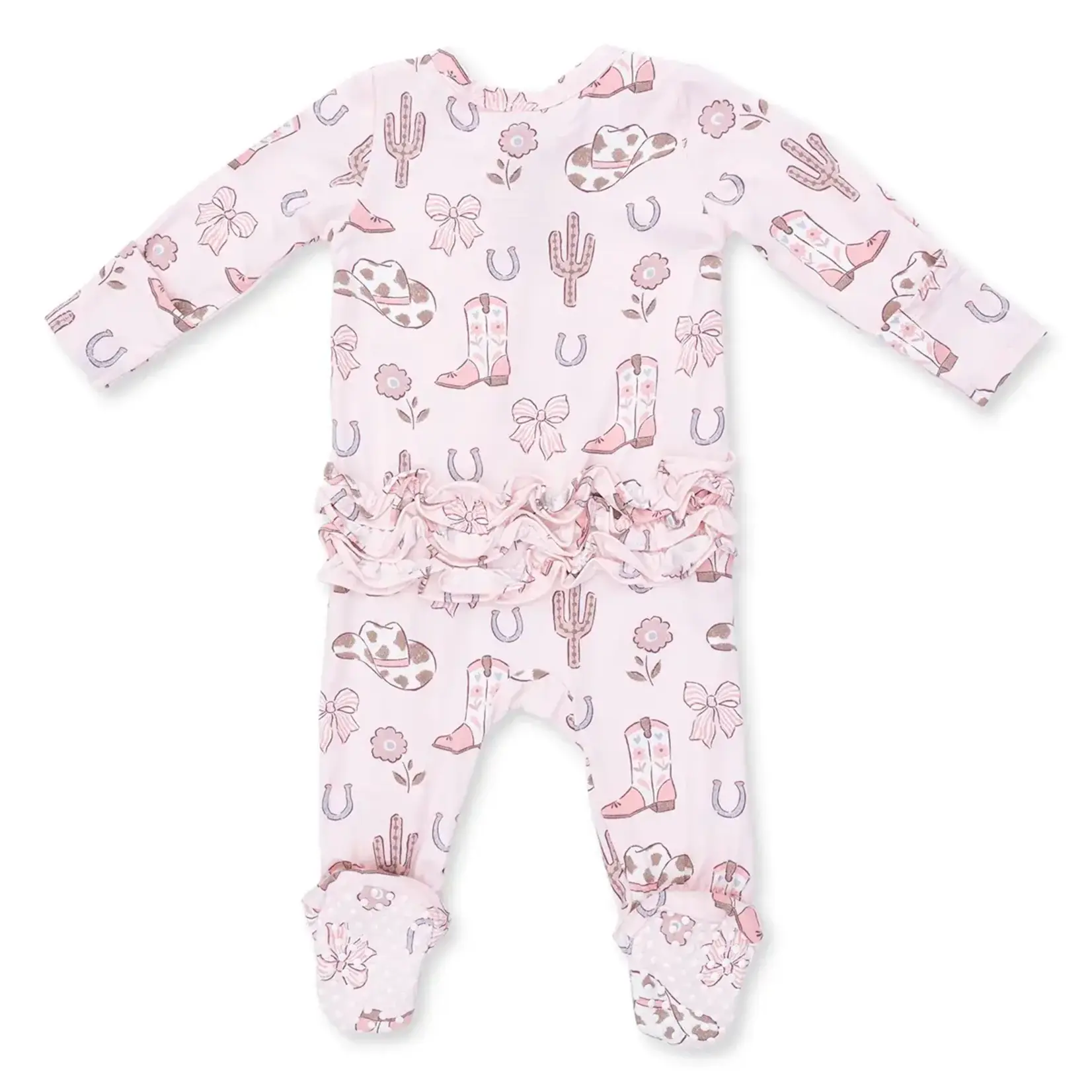 Angel Dear 2 Way Zipper Ruffle Footie | Cowgirl Boots and Bows