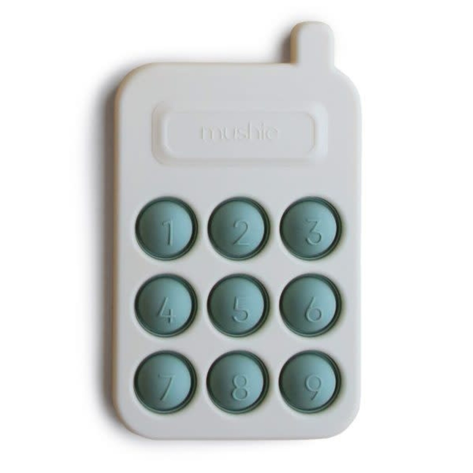 Mushie & Co Phone Press Toy Cambridge Blue x