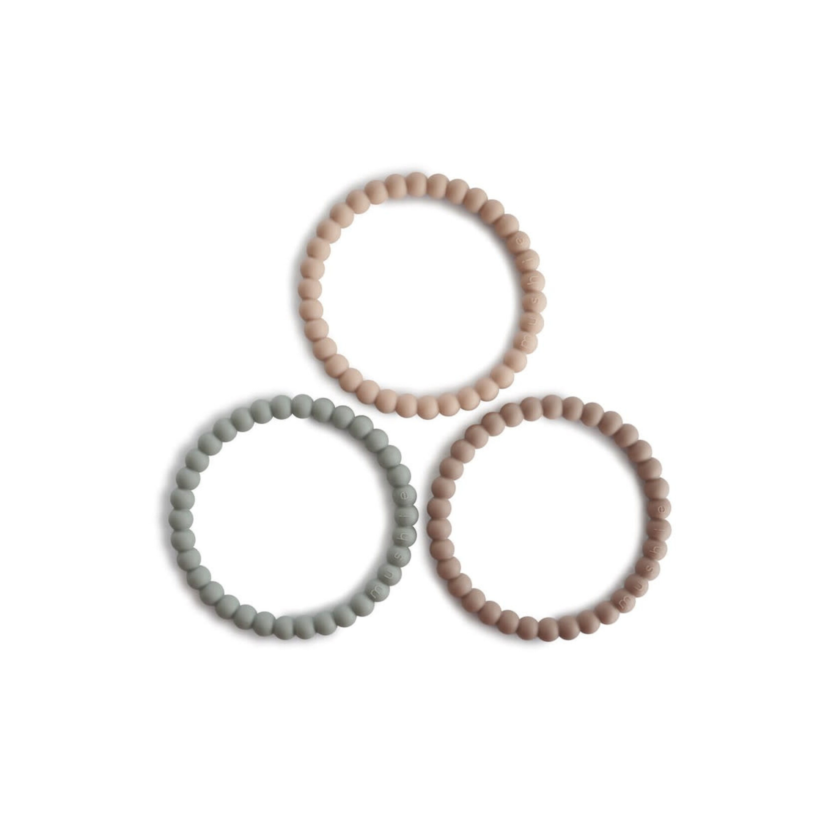 Mushie & Co Pearl Teether Bracelet - 3 Pack (Clary Sage/Tuscany/Desert Sand)