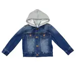 babysprouts clothing company Boys Hooded Denim Jacket | Dark Blue Wash