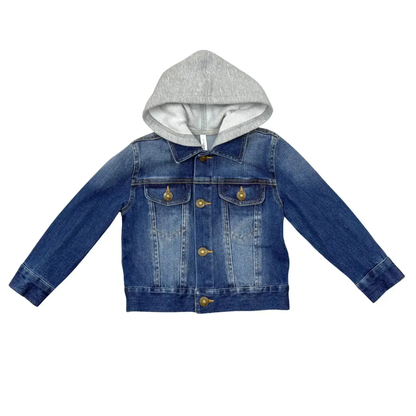 babysprouts clothing company Boys Hooded Denim Jacket | Dark Blue Wash