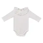 Mebie Baby White Ribbed Ruffle Bodysuit