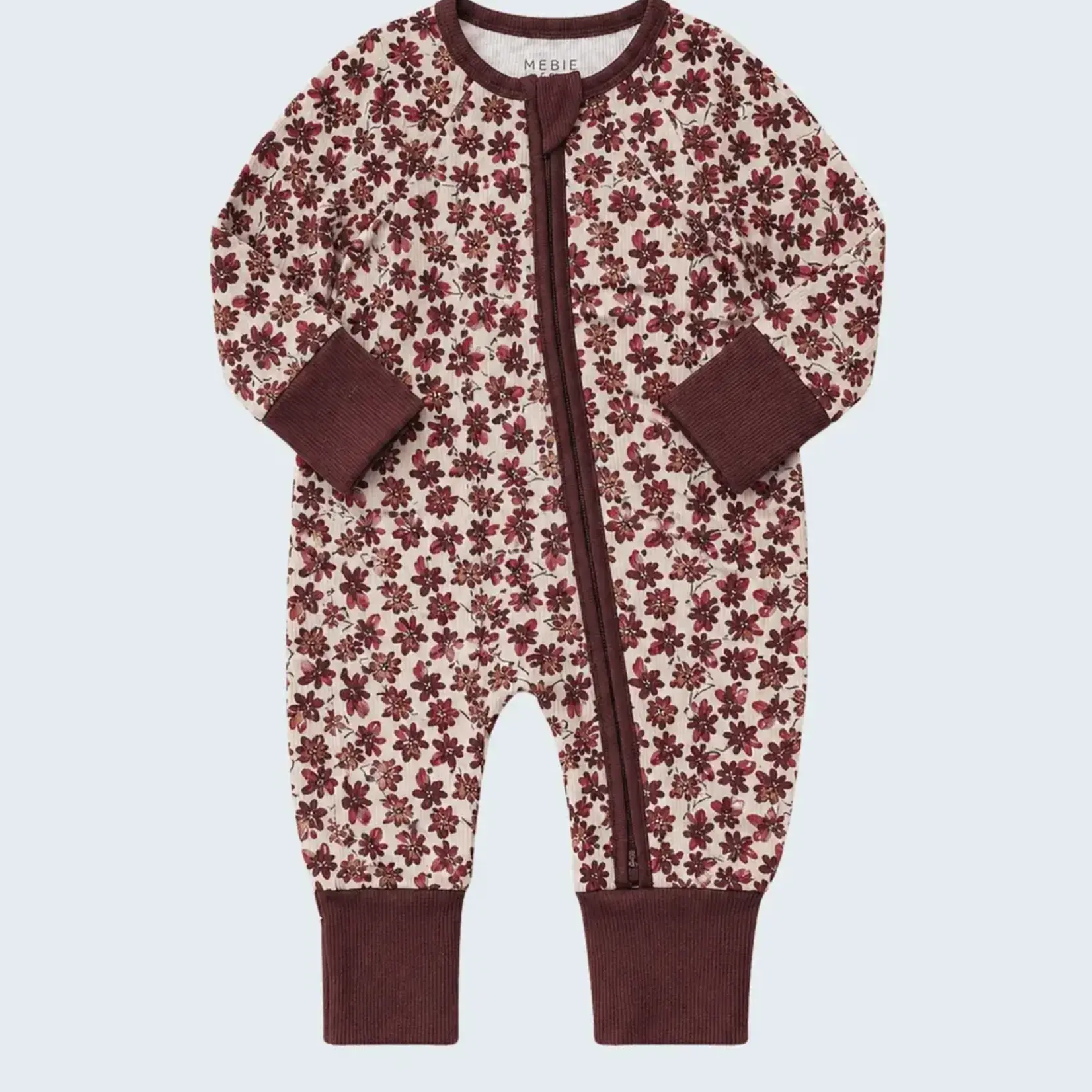 Mebie Baby Bamboo Zipper Ribbed Romper | Antique Floral