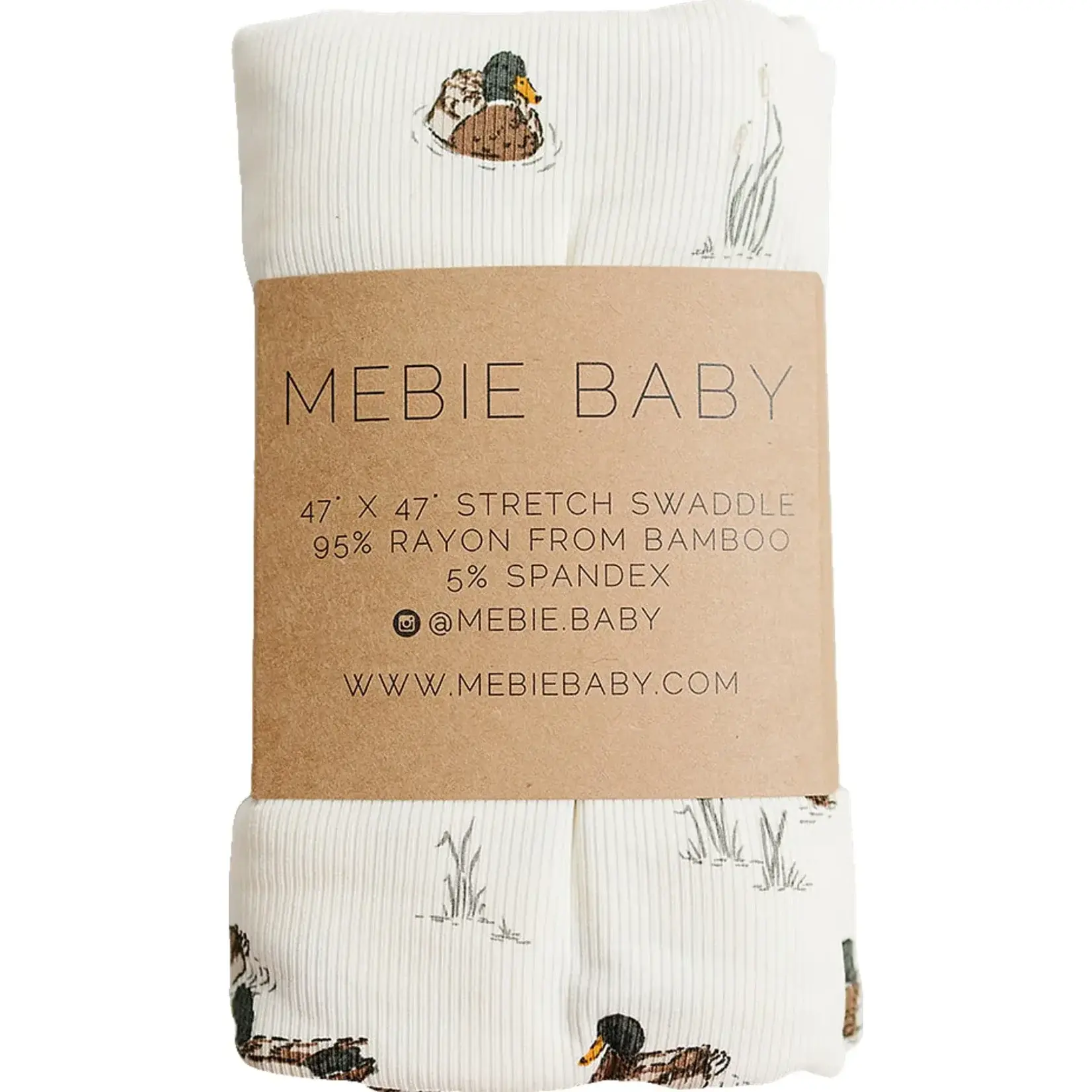 Mebie Baby Bamboo Ribbed Stretch Swaddle - Ducks
