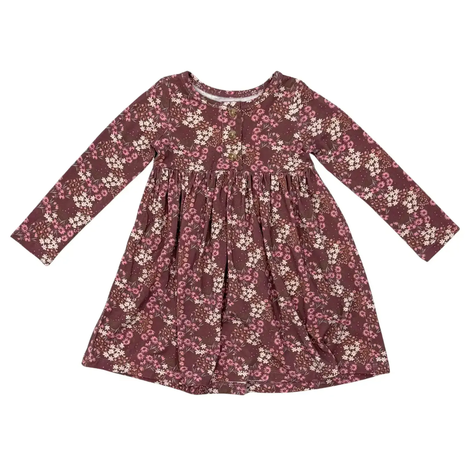 babysprouts clothing company Long Sleeve Henley Dress | Cluster Garden Floral