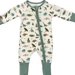 babysprouts clothing company Long Sleeve  Zip Romper | Dino Land