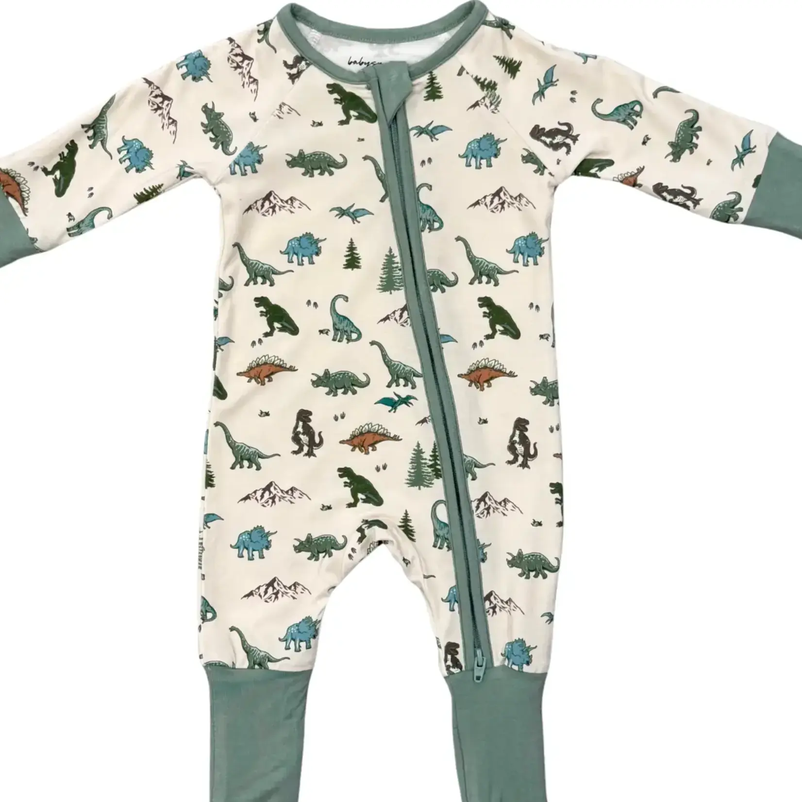babysprouts clothing company Long Sleeve  Zip Romper | Dino Land